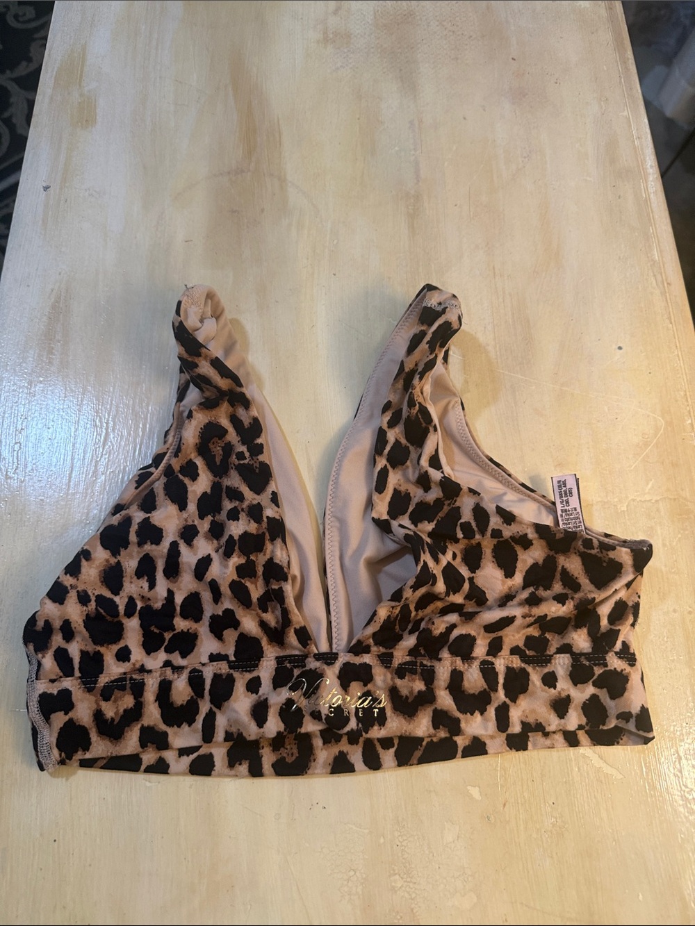 Victoria's Secret Leopard Print Wireless Bralette - Beige/Black